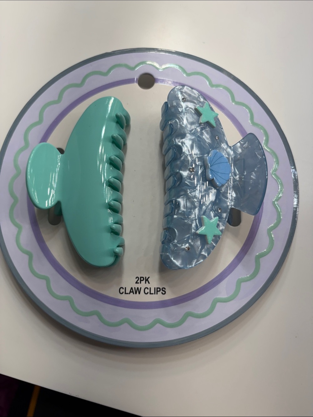Kids 2-Pack Sea Blue & Aqua Claw Hair Clips